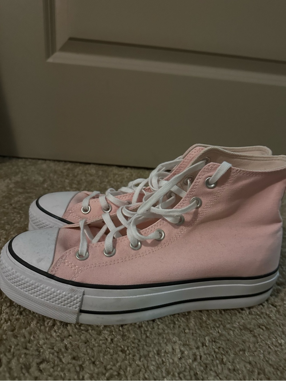 Converse Light Pink and White High Top Sneakers
